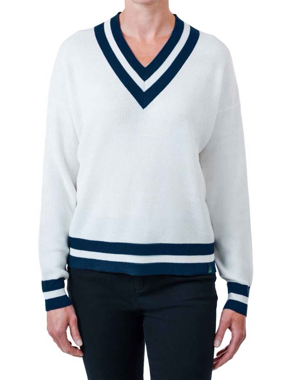 United Colors of Benetton Women’s Contrasting V-neck Sweater